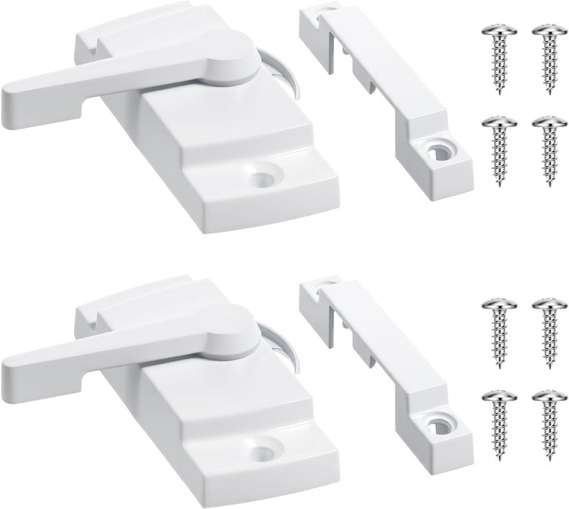 Exclaith 2 Pack Window Sash Locks Window Latches Replacement Cam Action White Window-Locks White Cam Sash Locks Hole Center for up and Down Windows - Image 1